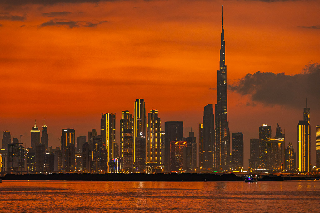 Sunset vor Skyline Dubai