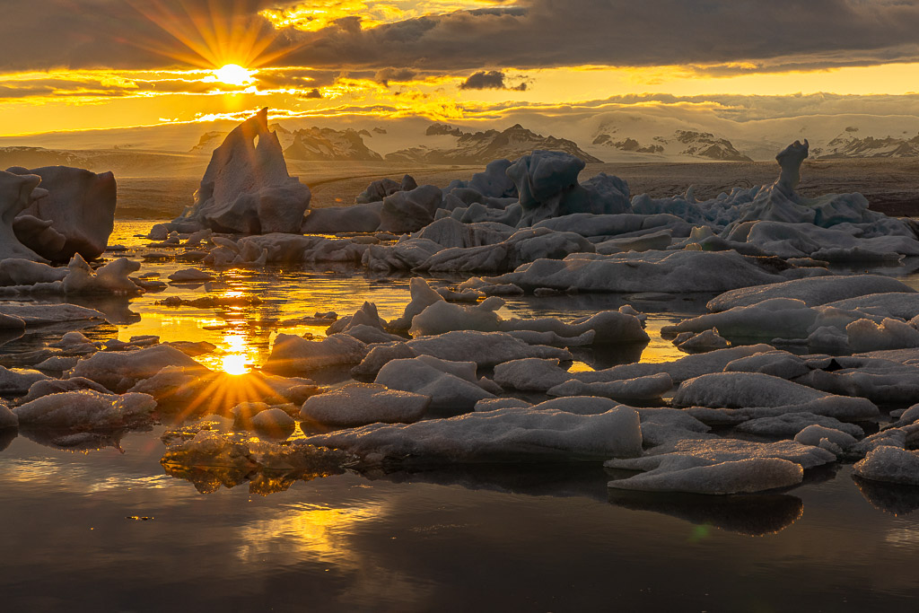 Abend am Jökulsarlon