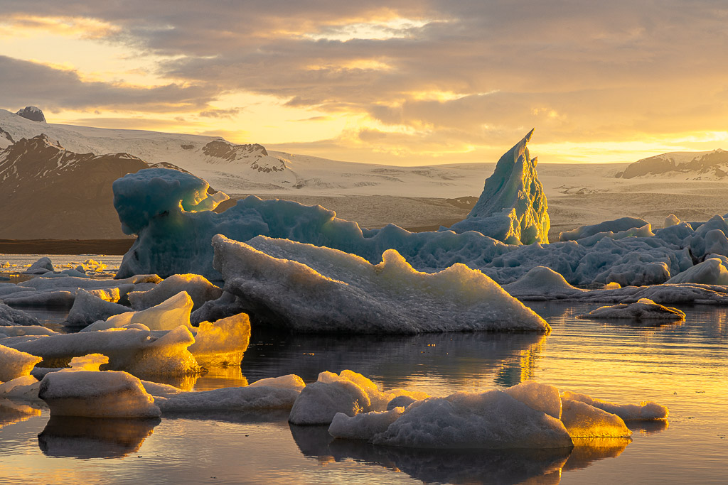 Abend am Jökulsarlon