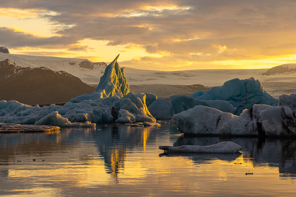 Abend am Jökulsarlon