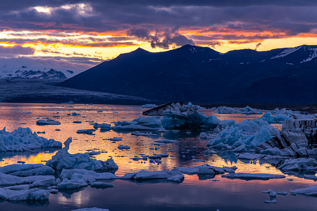 Abend am Jökulsarlon