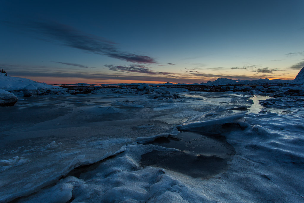 Eisformationen im Sonnenuntergang bei Valberg