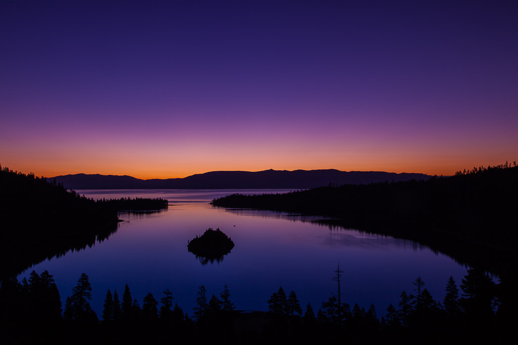 Sonnenaufgang an dern Eagle Falls, Emerald Bay, Lake Tahoe