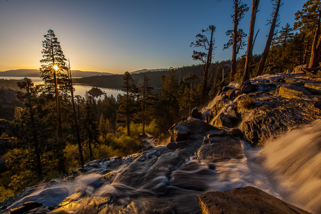 Sonnenaufgang an dern Eagle Falls, Emerald Bay, Lake Tahoe
